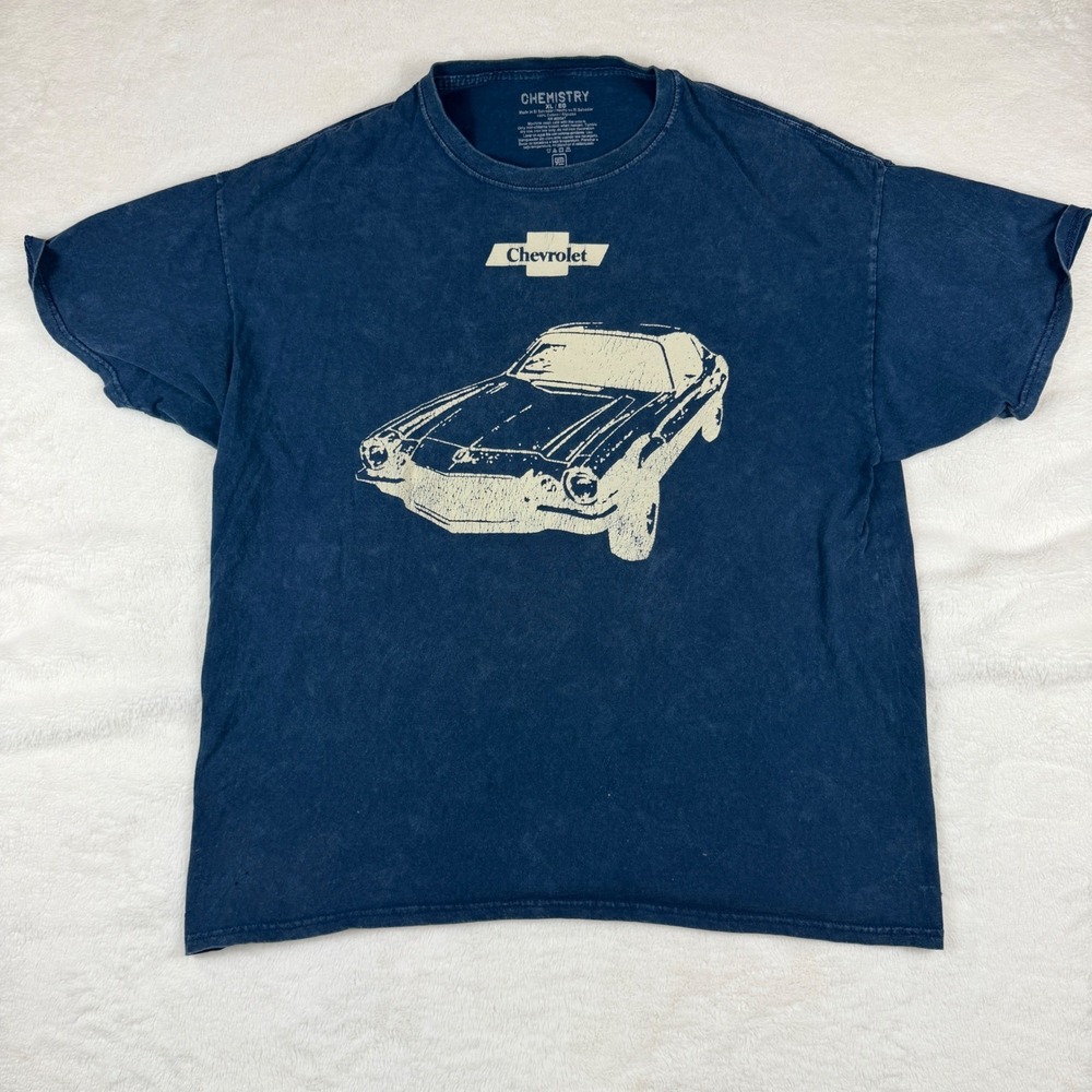 Chemistry Chevrolet Camaro Graphic T-Shirt Mens XL Navy Blue Muscle Car GM Tee